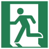 ISO 7010 sign E001: Emergency exit (left hand)