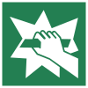 ISO 7010 sign E008: Emergency exit accessed by breaking glass