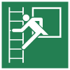 ISO 7010 sign E016: Emergency exit with evacuation ladder