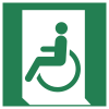 ISO 7010 sign E026: Emergency exit for people with reduced mobility (left hand)
