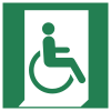 ISO 7010 sign E030: Emergency exit for people with reduced mobility (right hand)