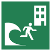 ISO 7010 sign E063: Tsunami evacuation building