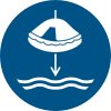 ISO 7010 sign M040: Pay out the life raft lowering line