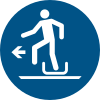 ISO 7010 sign M050: Get off the sled to the left