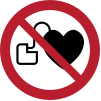 ISO 7010 sign P007: No access for people with a pacemaker or an implanted defibrillator