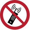 ISO 7010 sign P013: Switched-on mobile phones prohibited