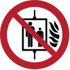 ISO 7010 sign P020: Do not use lift in the event of fire