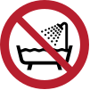 ISO 7010 sign P026: Do not use in bathtub, shower or over water-filled containers