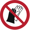 ISO 7010 sign P028: Do not wear gloves