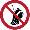 ISO 7010 sign P035: Footwear with metal parts prohibited
