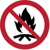 ISO 7010 sign P045: Do not light fires