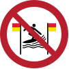 ISO 7010 sign P064: No surfing between the red and yellow flags