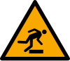 ISO 7010 sign W007: Warning; obstacles at ground level
