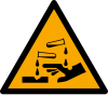 ISO 7010 sign W023: Warning; corrosive substance