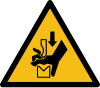 ISO 7010 sign W030: Warning; risk of hand crushing between the tools of a press