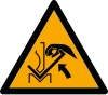ISO 7010 sign W031: Warning; risk of hand crushing between the tools of a bending press