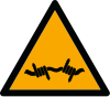 ISO 7010 sign W033: Warning; barbed wire