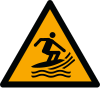 ISO 7010 sign W046: Warning; surfing area