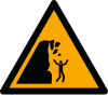 ISO 7010 sign W053: Warning; falling rocks from an unstable cliff