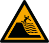 ISO 7010 sign W066: Warning; steeply sloping beach
