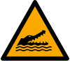 ISO 7010 sign W067: Warning; crocodiles, alligators or caimans