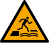 ISO 7010 sign W068: Warning; risk of falling into water when accessing a floating structure