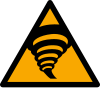 ISO 7010 sign W074: Warning; tornado hazard zone
