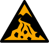 ISO 7010 sign W076: Warning; area subject to debris flow