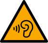 ISO 7010 sign W087: Warning; loud noise